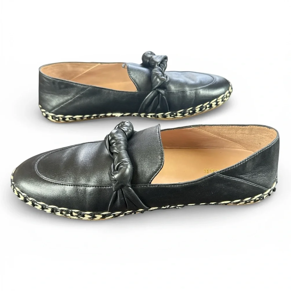 Cole Haan Womens Cloudfeel Knotted Espadrille Black Leather Size 8.5 B Like New!